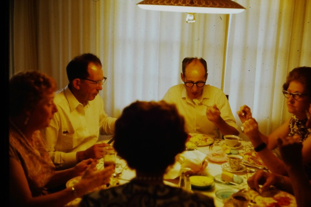c1960's 35mm Slide, Dinner Party Mid Century Home Family Color Photo