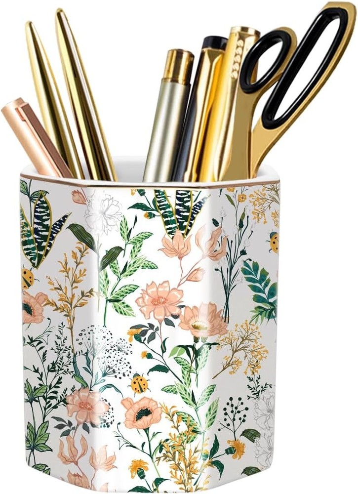 Cute Pen Holder Desk Ceramic Pencil Holder Pen Cup Marker Holder Makeup Brush