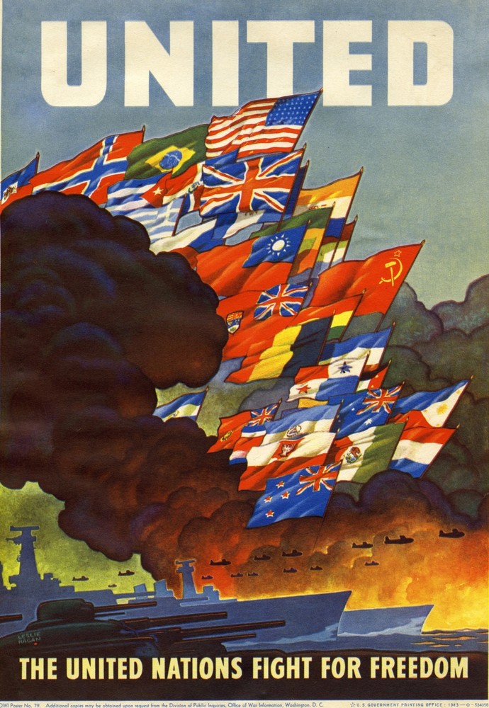 12164 WWII Propaganda World Flags Poster - Vintage Room Wall Art Decor for History Enthusiasts