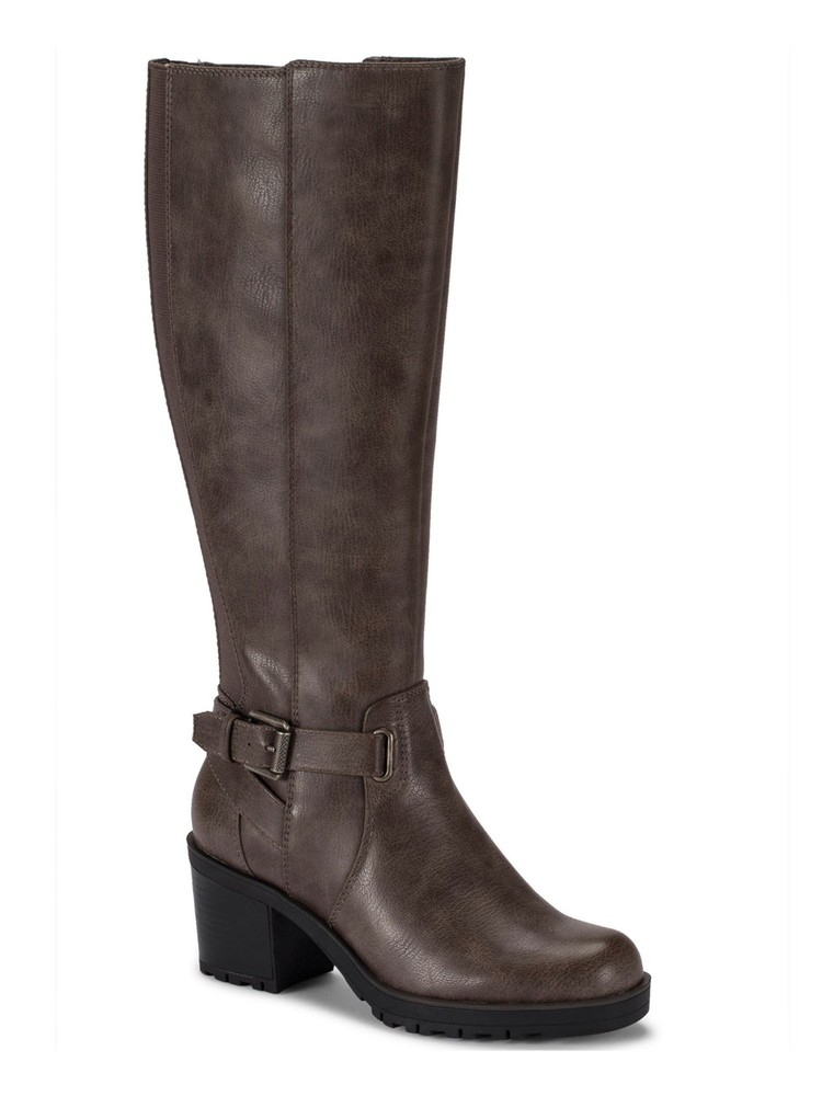BARETRAPS Womens Brown Ankle Strap Tempist Toe Block Heel Riding Boot 6.5 M
