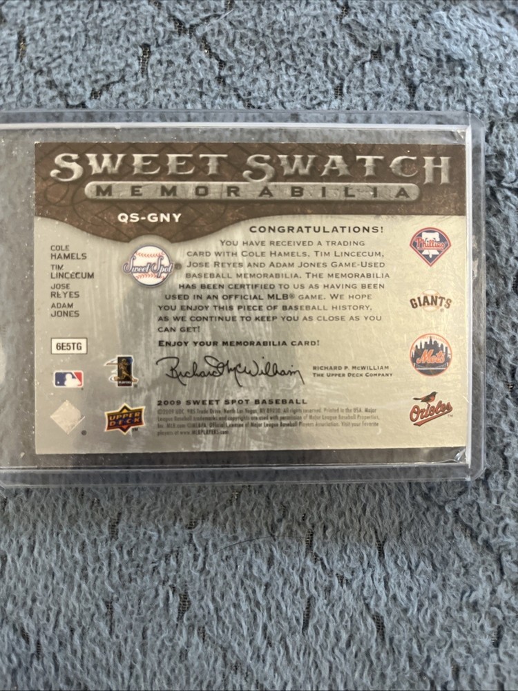 2009 Sweet Spot - Sweet Swatch Memorabilia Quad Jose Reyes, Adam Jones, Tim Linc