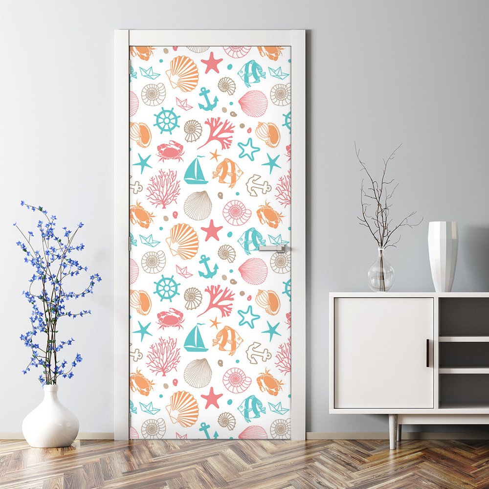 Colorful Marine Anchor Cancer Stars Seamless Door Decal