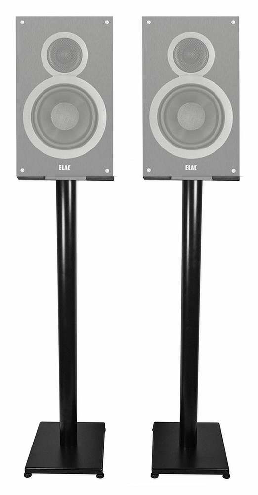 Black 37” Steel Bookshelf Speaker Stands For ELAC B6 Bookshelf Speakers