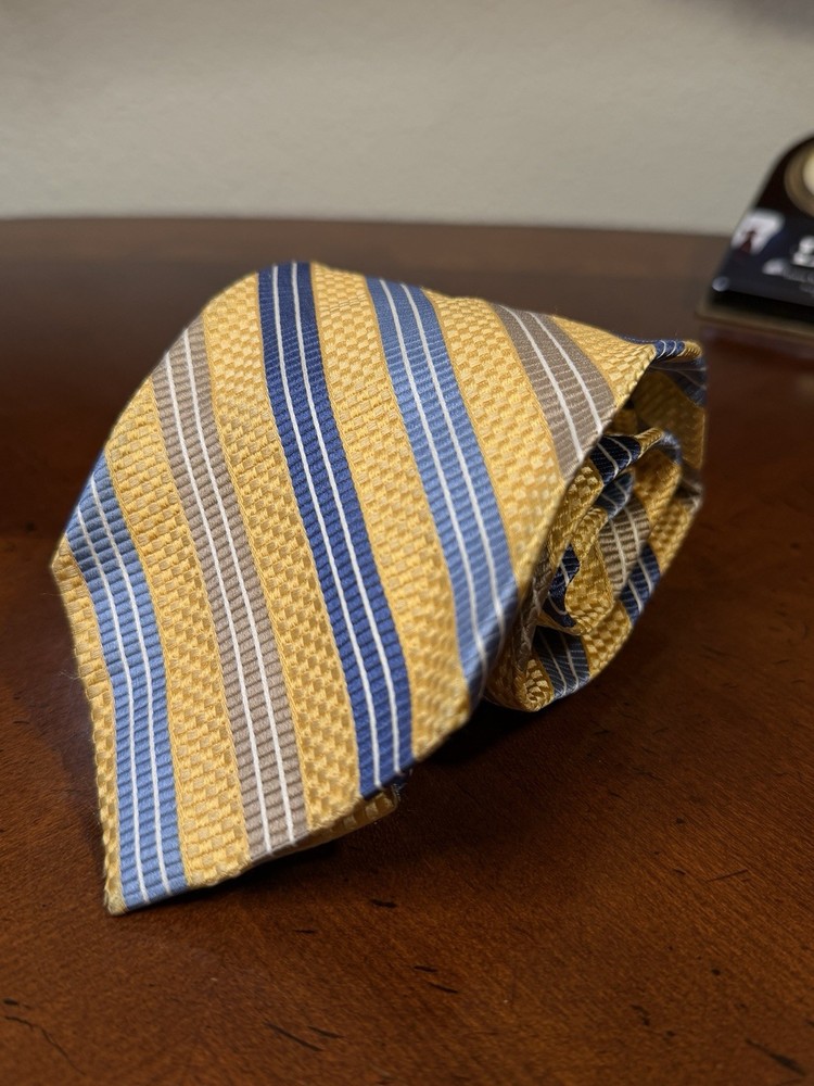 Facconable Men Silk Tie HandMade In Italy Striped Pattern