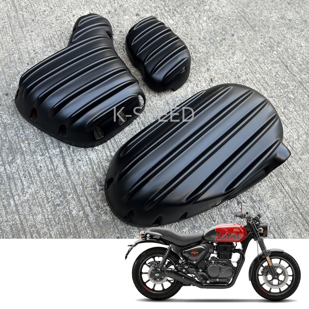 Set Black Diabolus Engine Cover Guard Fits Royal Enfield Hunter 350 2024 - 2025
