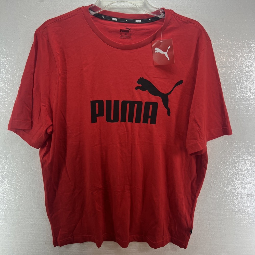 NWT Puma Men's Essential Graphic Logo Soft Short Sleeve Tee XL Red Black Puma