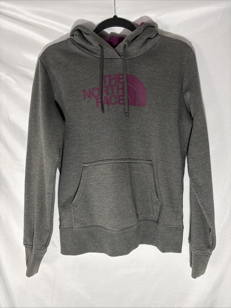 The North Face Women's Pullover Hoodie Grey/Purple, Size Small, Logo
