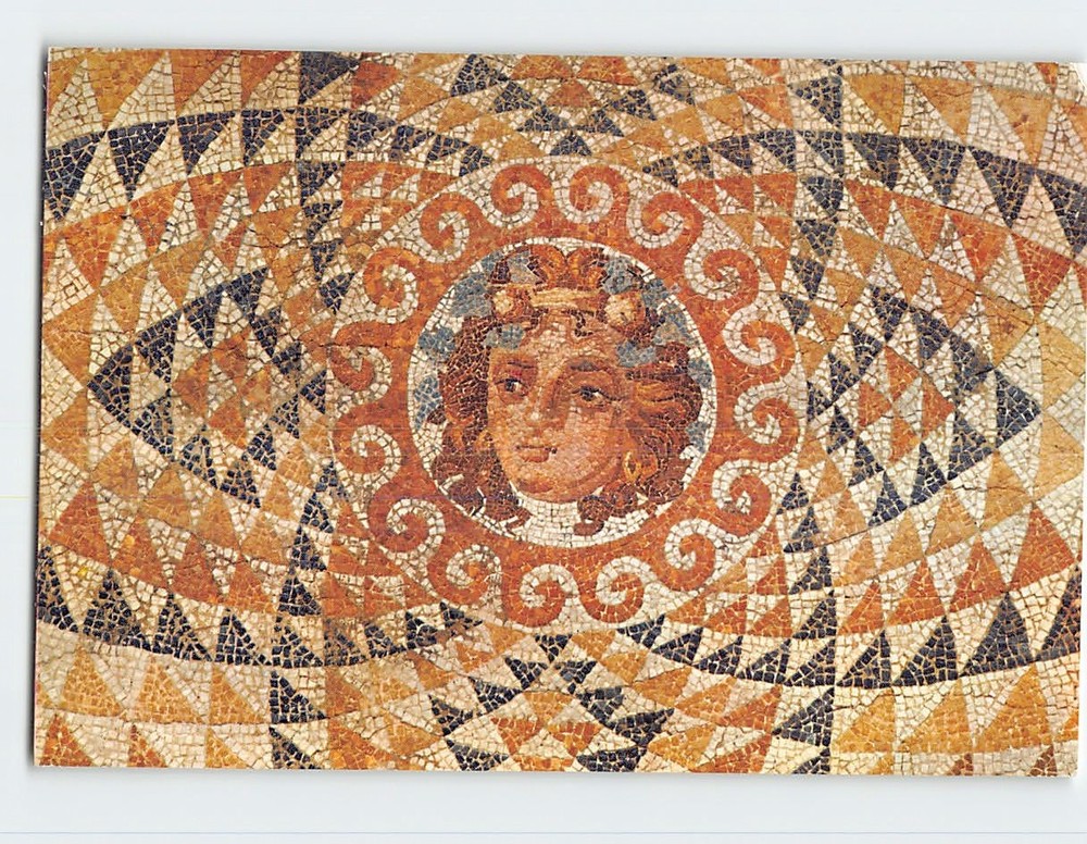 Postcard Roman Mosaic Floor Panel from a Villa in Ancient Corinth Greece