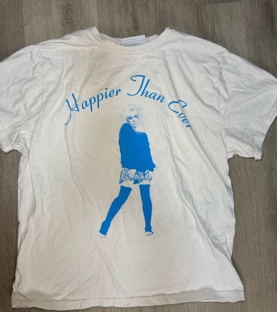 Billie Eilish Happier Than Ever World Tour 2022 T Shirt White Short Sleeve Large