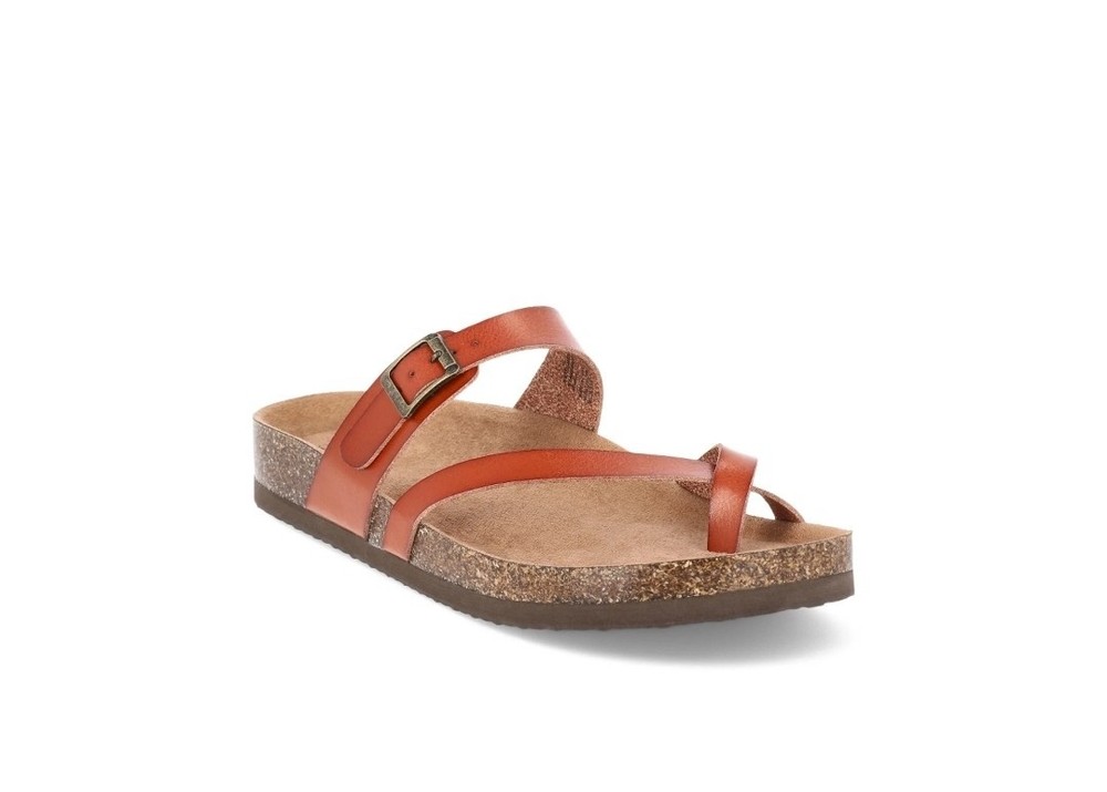 Time and Tru Women's Asymmetric Strap Footbed Sandals, Wide Width Available Sz 9