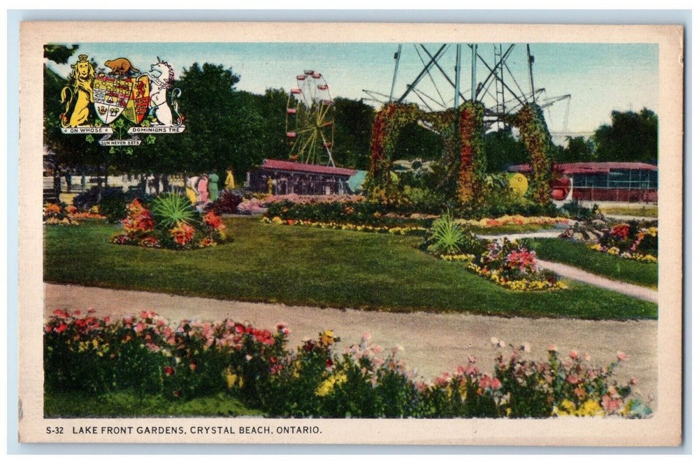 c1940's Lake Front Gardens Crystal Beach Ontario Canada Unposted Postcard
