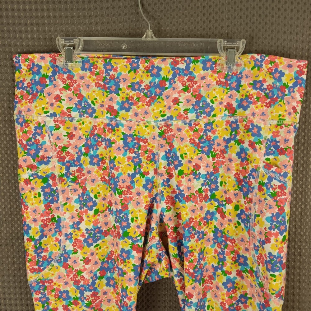 Old Navy Active PowerSoft Floral High Rise Leggings Go Dry Multi Color 2X