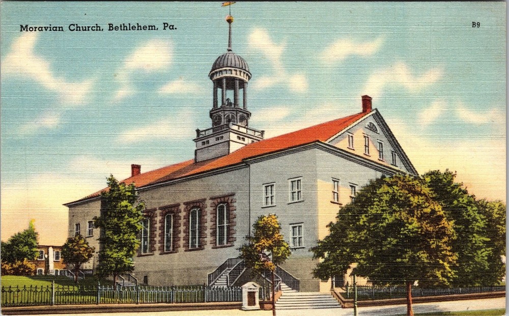 Bethlehem PA-Pennsylvania, Moravian Church, Vintage Postcard