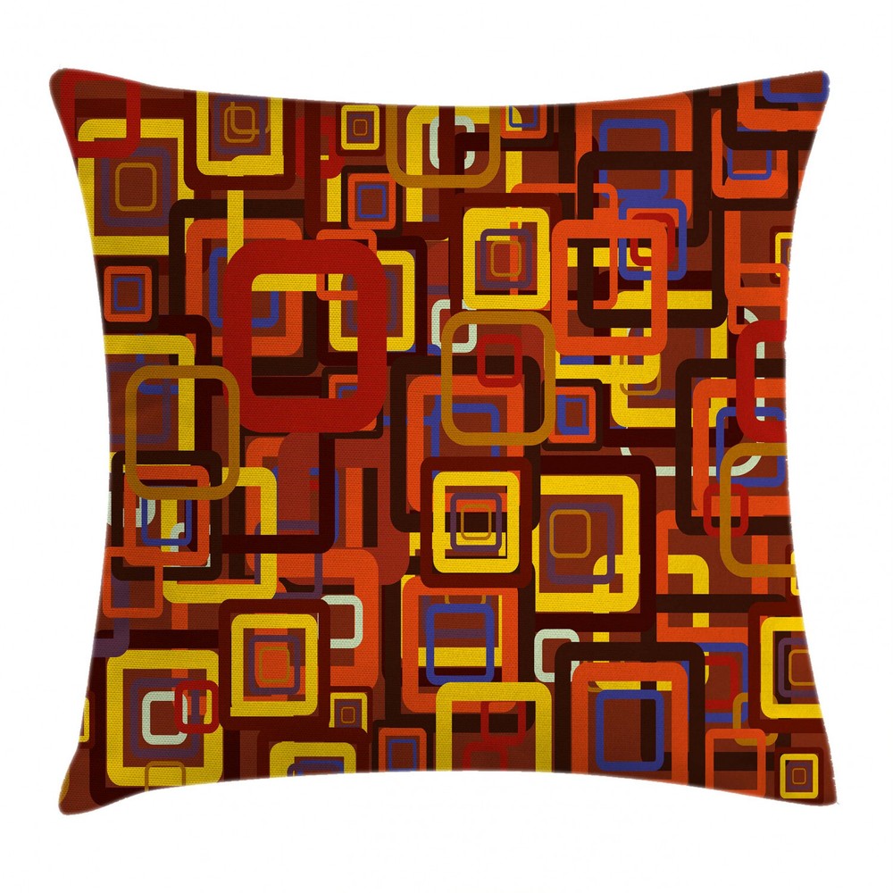 Abstract Colorful Trippy 16-Inch Square Throw Pillow Cushion Cover-image