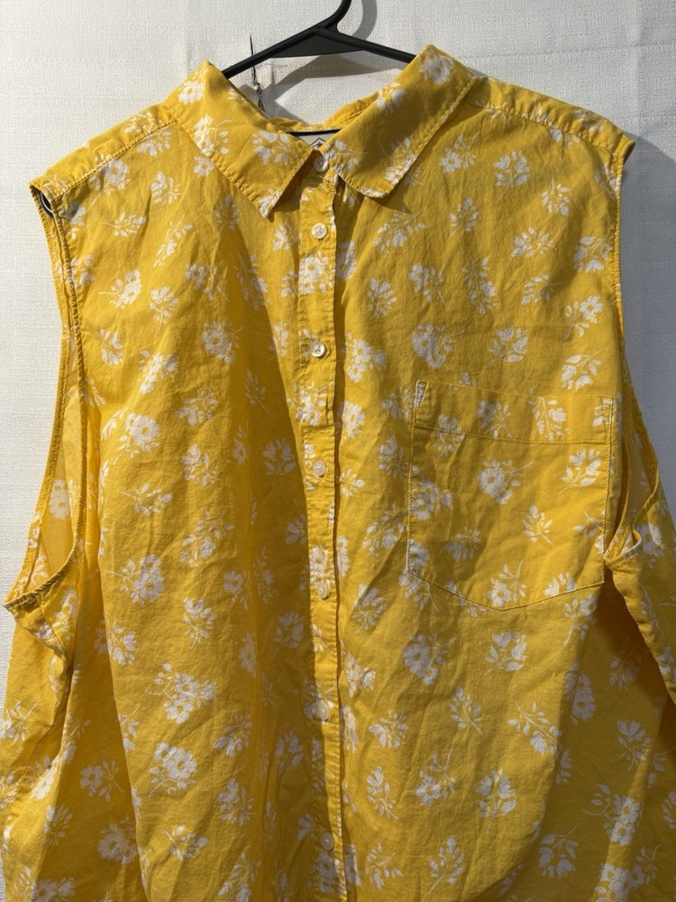 Women’s 3X Sleeveless Top,St John’s Bay, Floral,100% Natural Cotton,Gold & White