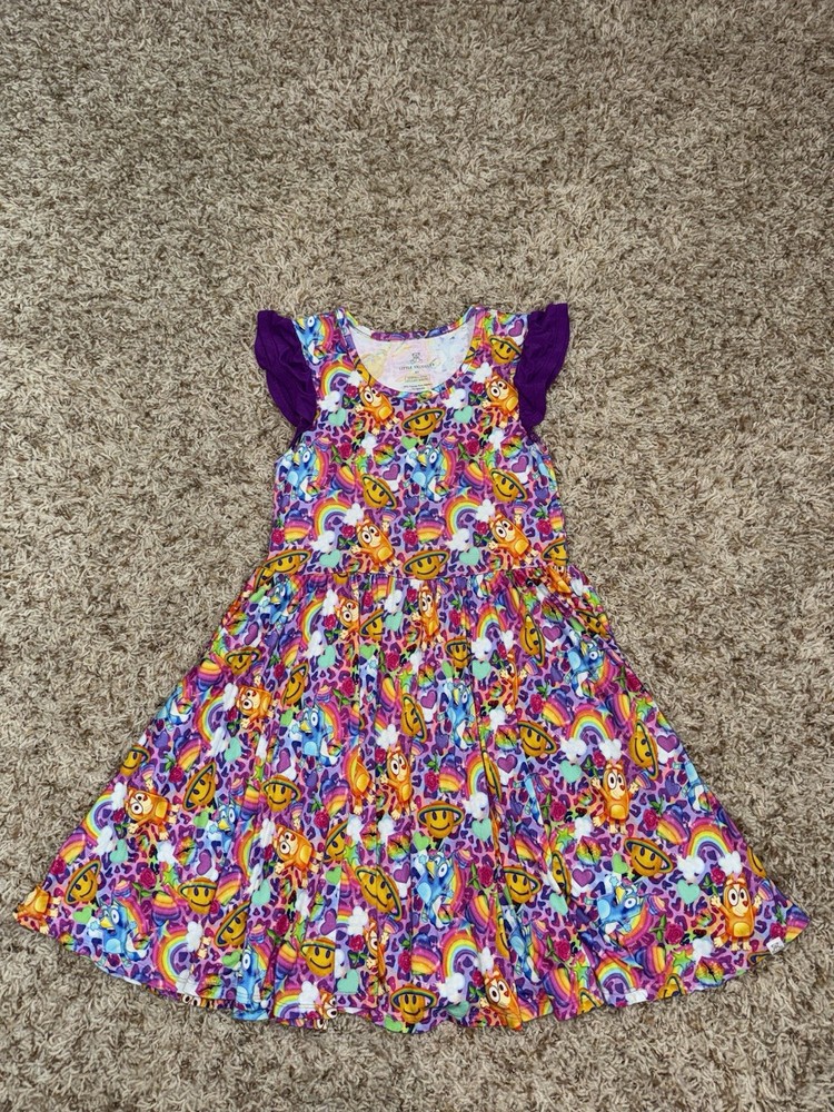 Little Snuggles Bamboo Dress 8T Bluey y Bingo
