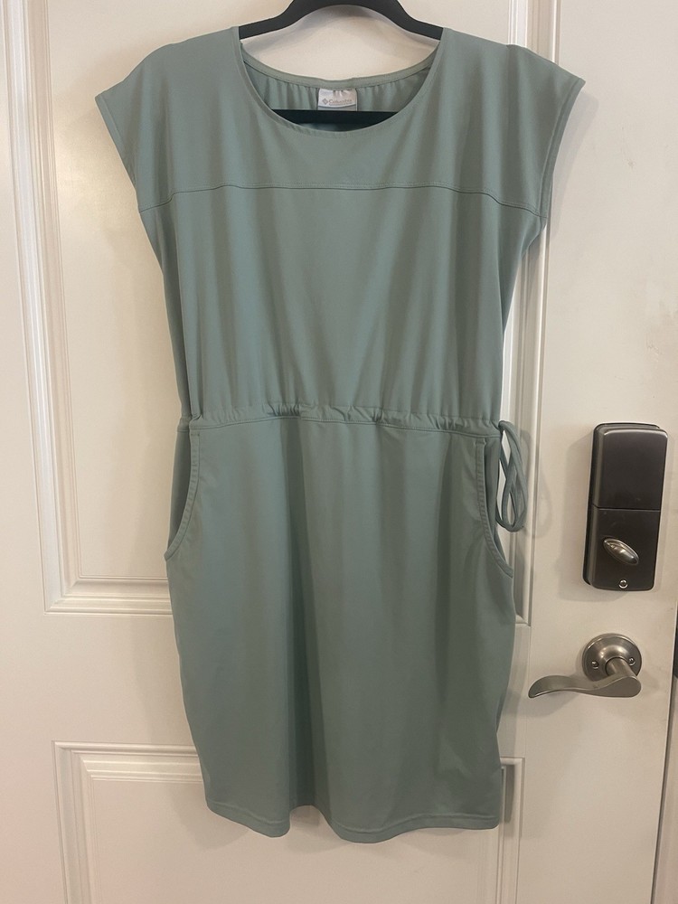 Columbia Sportswear Sleeveless Dress Drawstring Waist Pockets Comfy Sz XS Gray