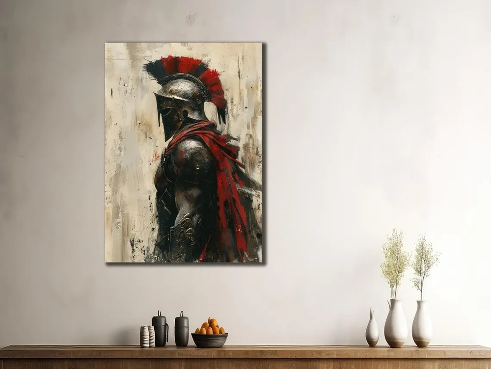 Knight Warrior Art Painting Red Black Unframed Canvas Print Australian Wall Art