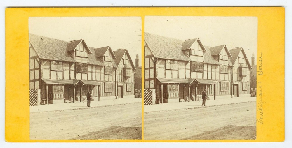 G2674~ ENGLAND – Shakespeare’s House Stratford on Avon 1860s Stereoview