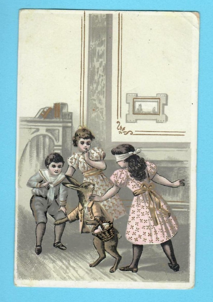Easter Rabbit And Children Vintage Postcard Used 973