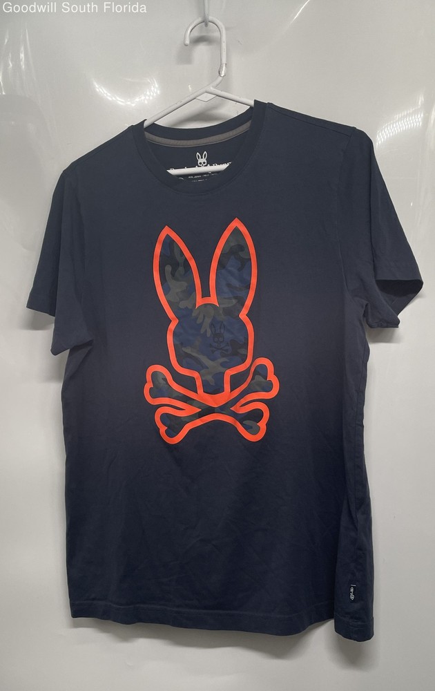 Psycho Bunny Mens Blue Pima Cotton Short Sleeve Crew Neck Graphic T-Shirt Size 4