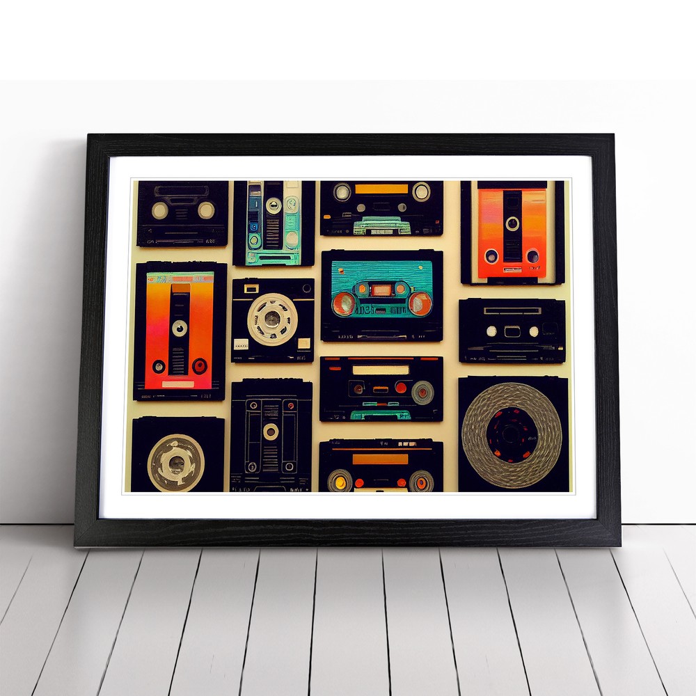 Retro Cassette Tape Wall Art Print Framed Canvas Picture Poster Decor
