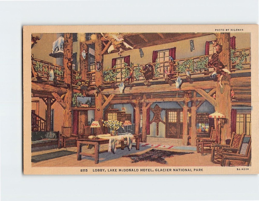 Postcard Lobby Lake McDonald Hotel Glacier National Park USA