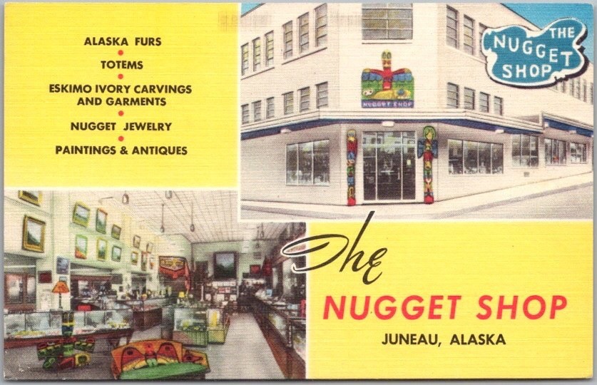 Vintage 1950s JUNEAU, Alaska LINEN Advertising Postcard 