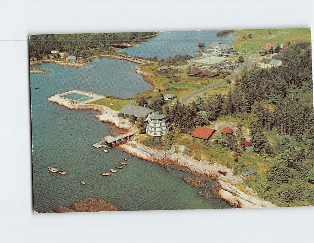 Postcard Aerial View of Sebasco Lodge And Cottages Sebasco Estates Maine USA