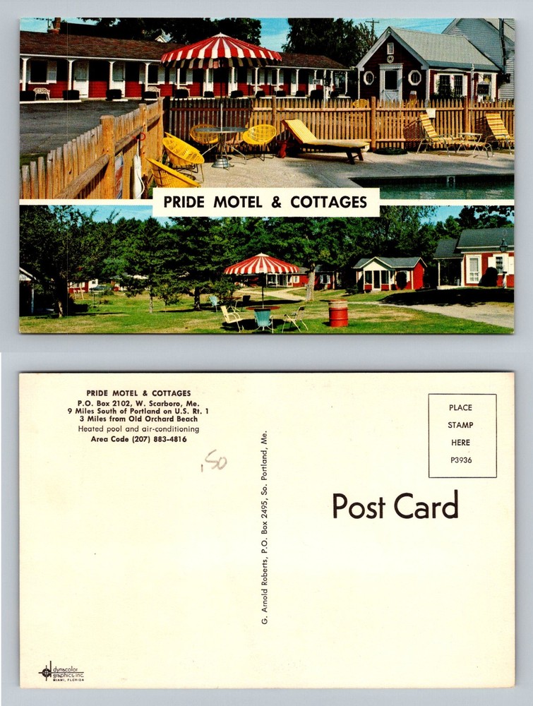 West Scarboro, ME-Maine, Pride Motel Cottages Heated Pool Vintage Postcard