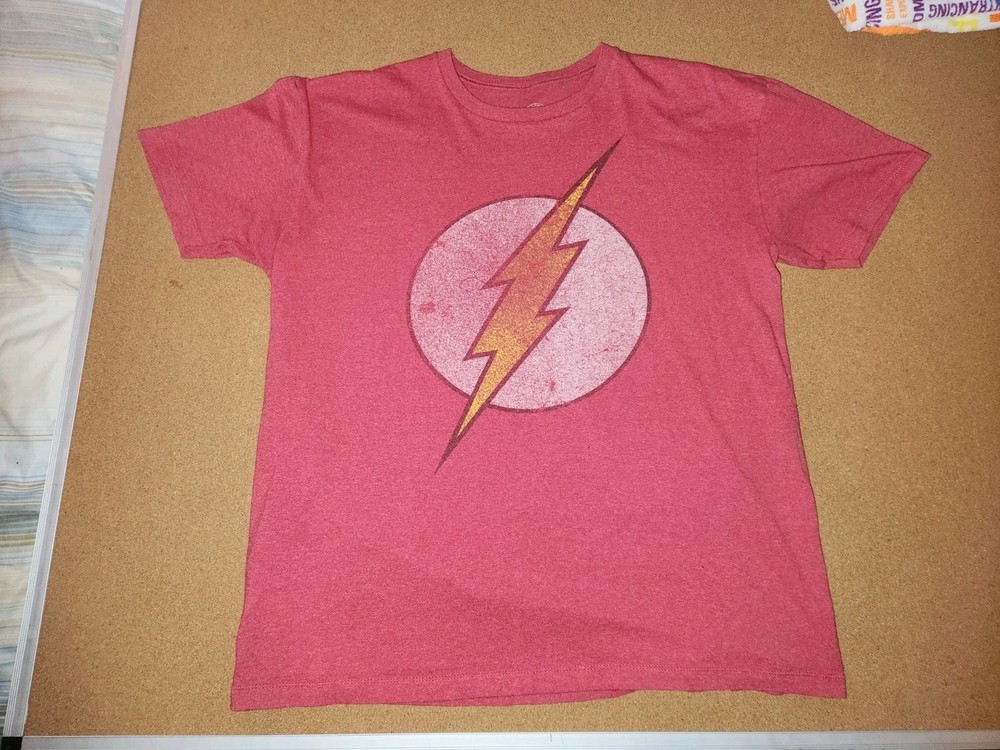 DC Comics THE FLASH Logo Distressed Red T-Shirt Adult X-Large