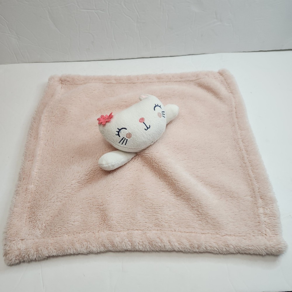Lovey Cat Pink White Kitty Baby Security Blanket