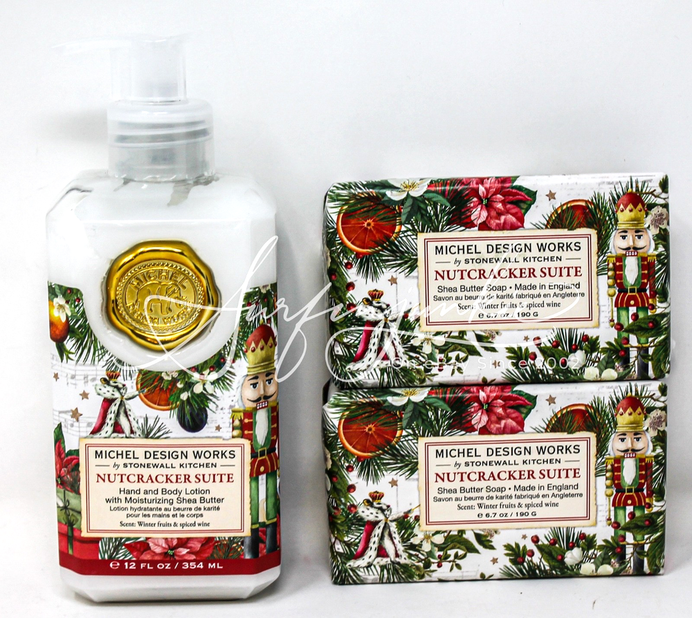 Michel Design Works Nutcracker Suite Body Hand Lotion Shea Butter Bar Soap 3pc