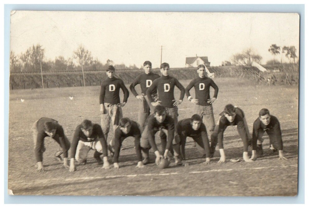 c1910's Football Team Players Sports Ball RPPC Unposted Photo Postcard