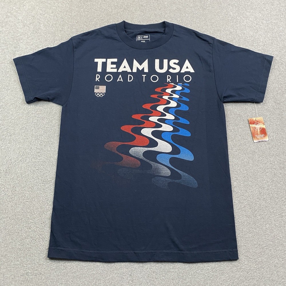 NEW Team USA Tee T-Shirt Mens Size M Medium Road To Rio Olympics Navy Blue  NWT