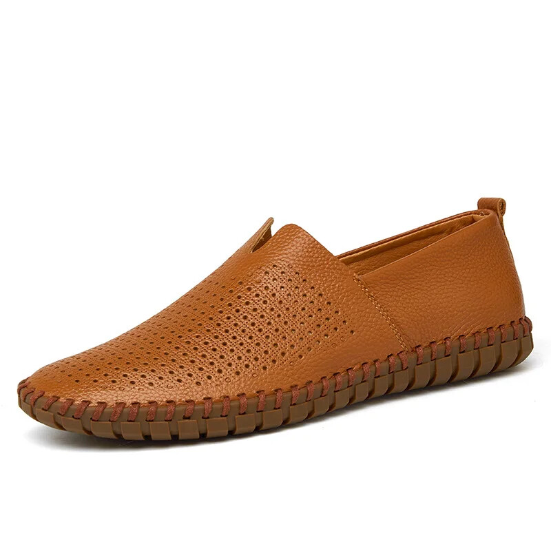 Handmade Men Casual Shoes Slip on Light Loafers Breathable Soft Driving Shoes