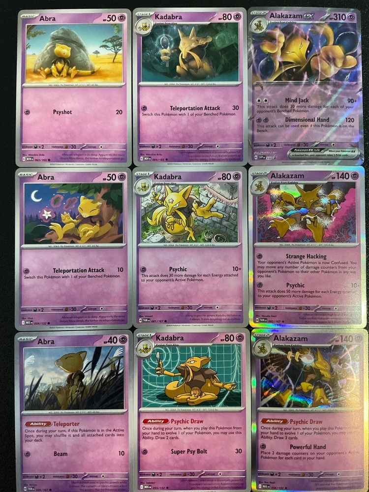 x 9 Abra Kadabra Alakazam Pokemon Mixed Lot Cute Collection Rare Holo Ex-image
