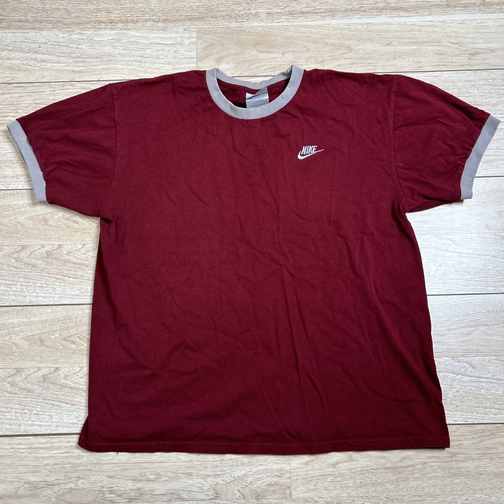 Vintage 90’s Nike Ringer Tee Maroon/Grey Size L