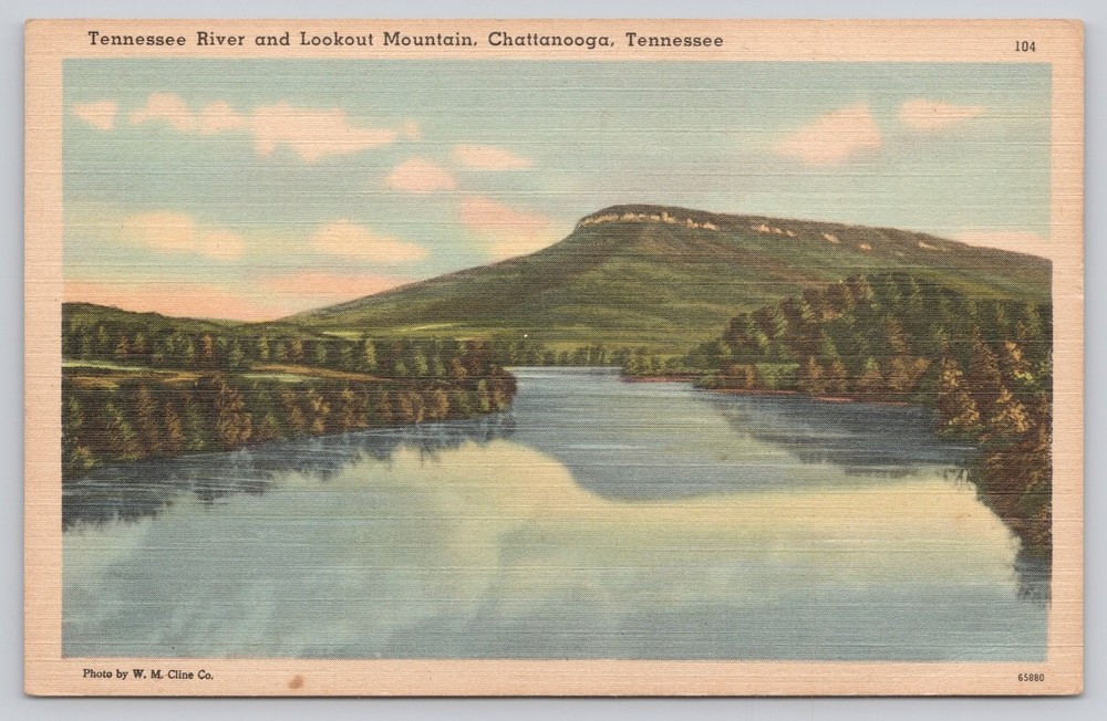 Lookout Mountain Tennessee River Chattanooga TN Vintage Linen Postcard