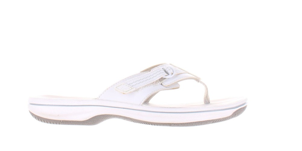 Clarks Womens Sunmaze Tide White T-Strap Sandals Size 6 7826095