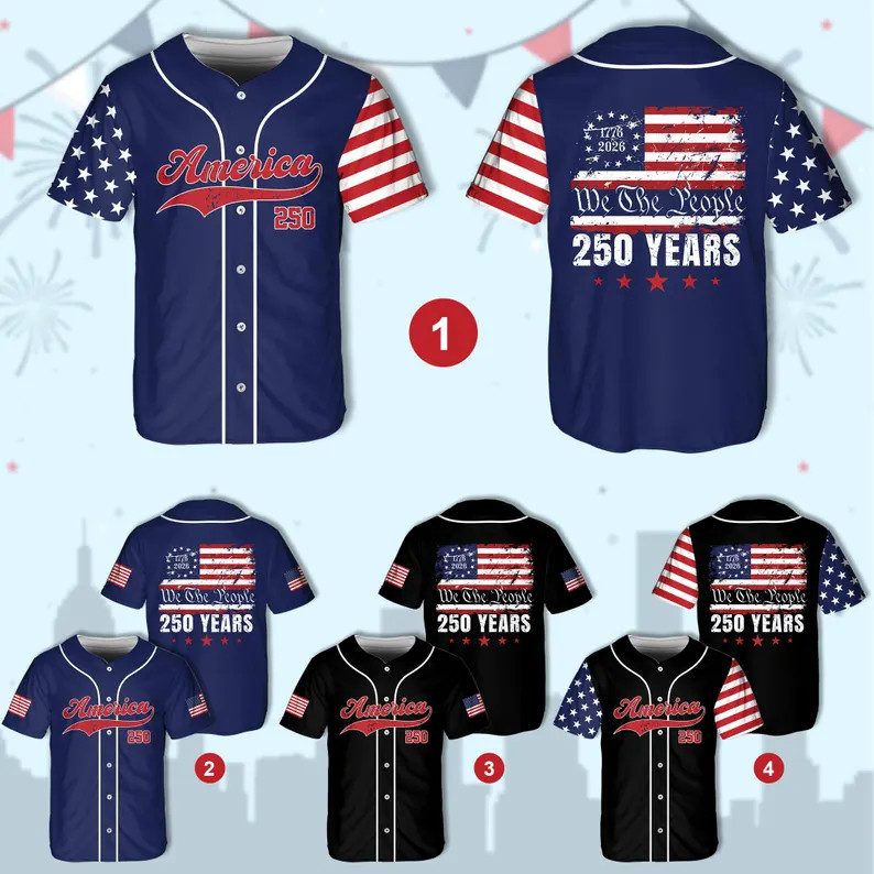 America 250th Anniversary Baseball Jersey USA Patriotic