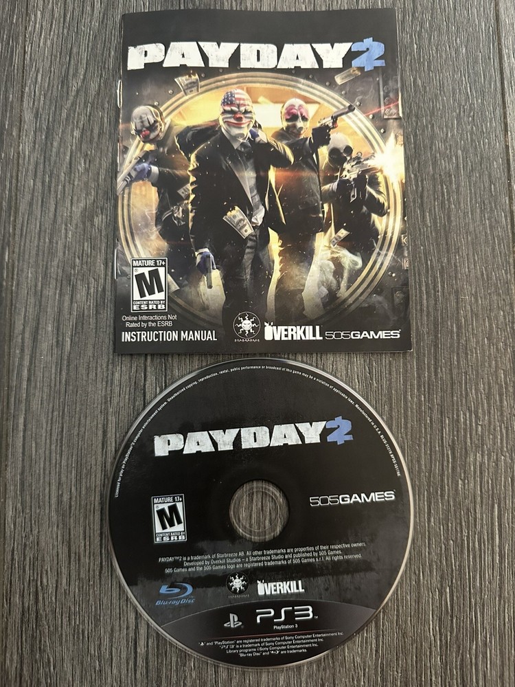 Payday 2 (Sony PlayStation 3, 2013) Disc Only