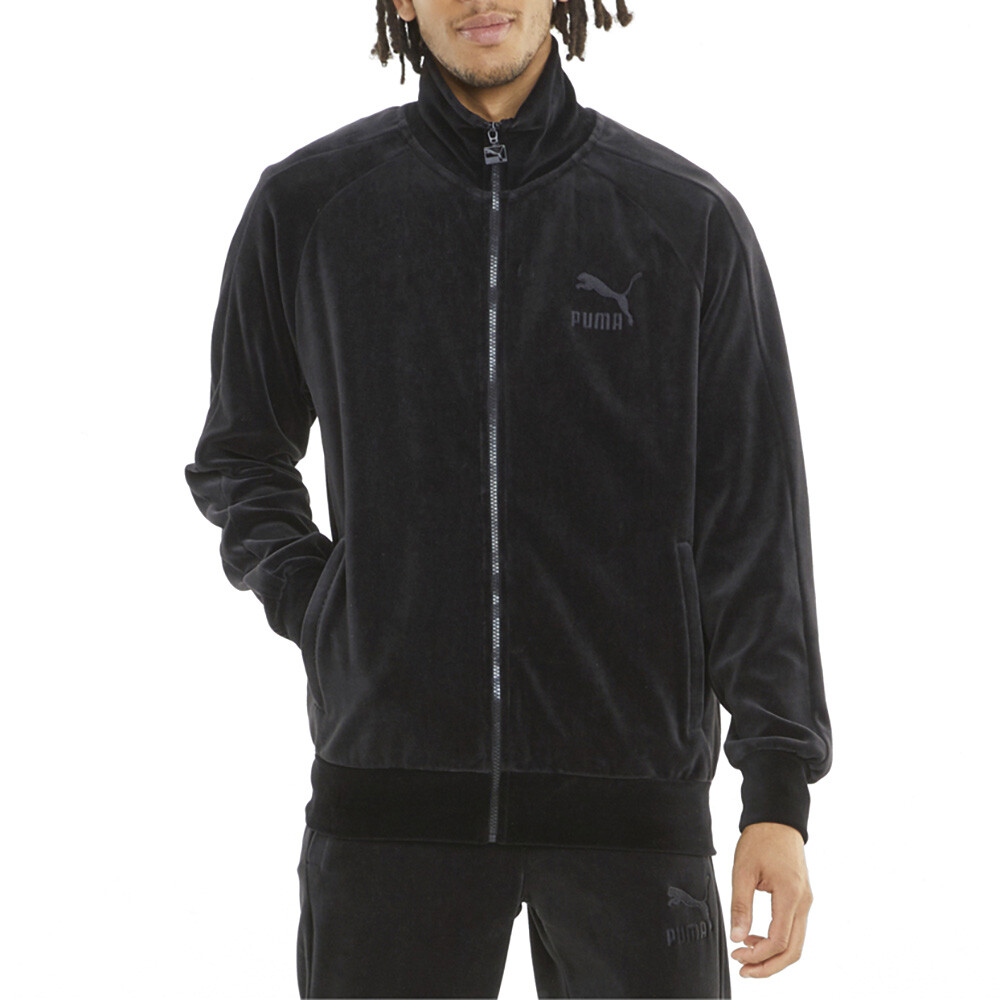 Puma Iconic T7 Velour Full Zip Track Jacket Mens Size S  Casual Athletic Outerwe