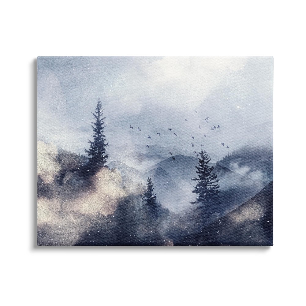 Birds Over Mountain Scene Canvas Wall Art by LSR Design Studio