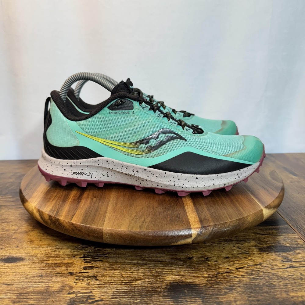 Saucony Peregrine 12 Shoes Womens Size 9 Teal Trail Running PWRRUN Sneakers
