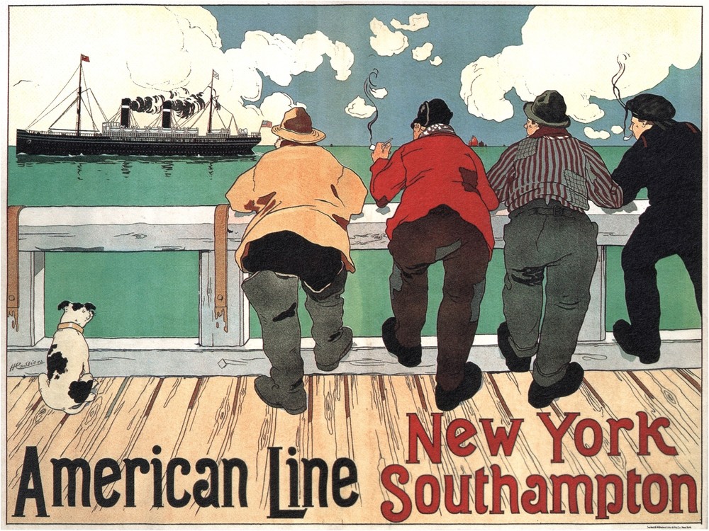 4129.American Line.New York.Southhampton.POSTER.Home School Office art decor