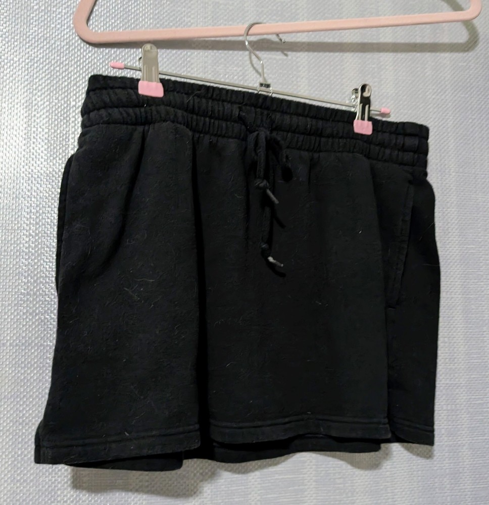 Victoria's Secret PINK Fleece Mini Skirt Elastic Waist Drawstring Black Size M