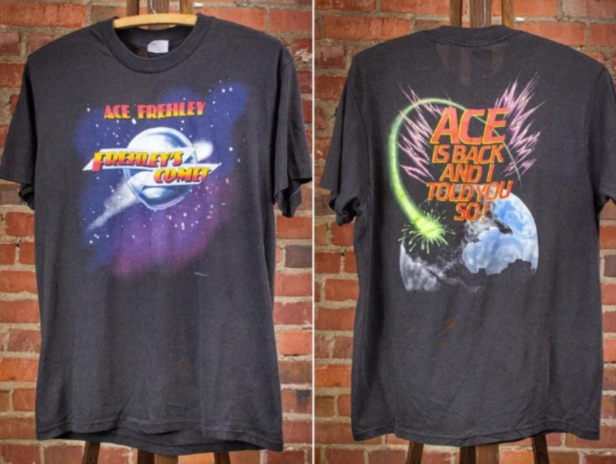 Vintage Ace Frehley Frehley's Comet Ace is Back Concert T Shirt 1987 Black