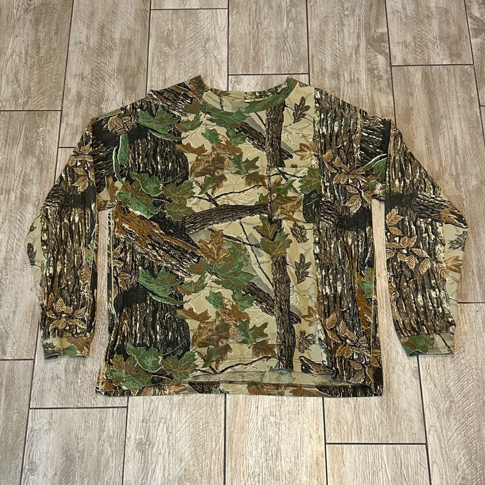 Real tree Long Sleeve Front Pocket Shirt Men's Extra Large Woodland Great Shape