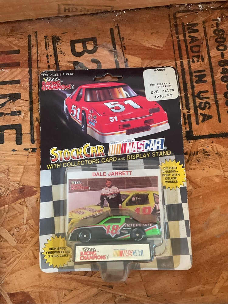 1991 Racing Champions NASCAR Dale Jarrett 1:64 Diecast Car with Card and Stand